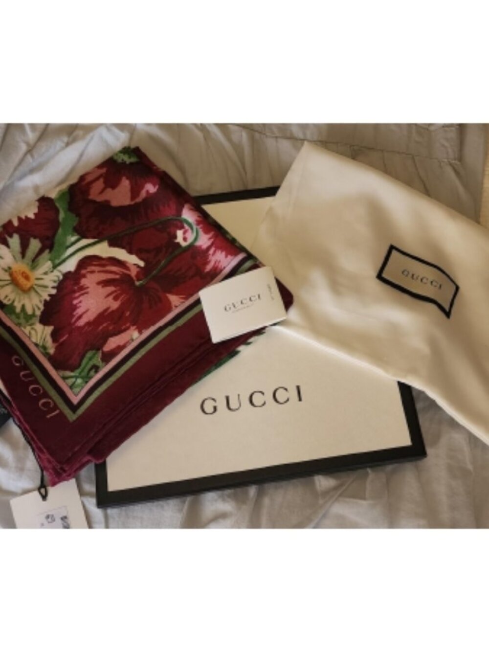 NWT Gucci Deep Love Floral GG Silk Jacquard Scarf 90x90 Box Bag 576743